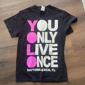 Delta Black Tee with Pink and White Graphic